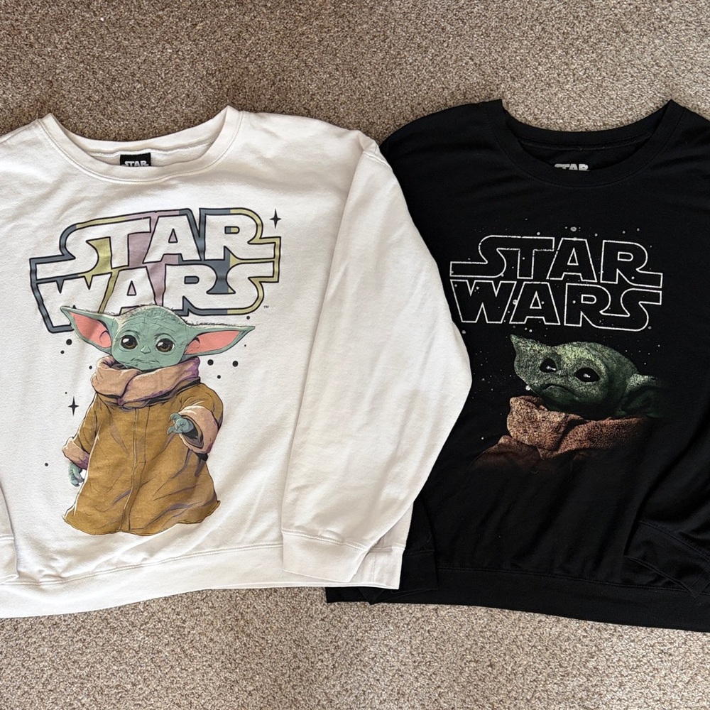 Star Wars Mandalorian Grogu Graphic lightweight Sweatshirts - White & Black